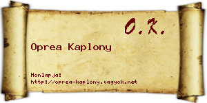Oprea Kaplony névjegykártya